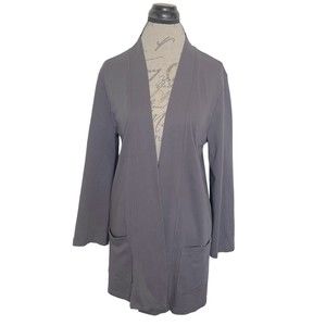 Isaac mizrahi Live Womens Open Cardigan Gray Size Small QVC Pima Cotton Pockets